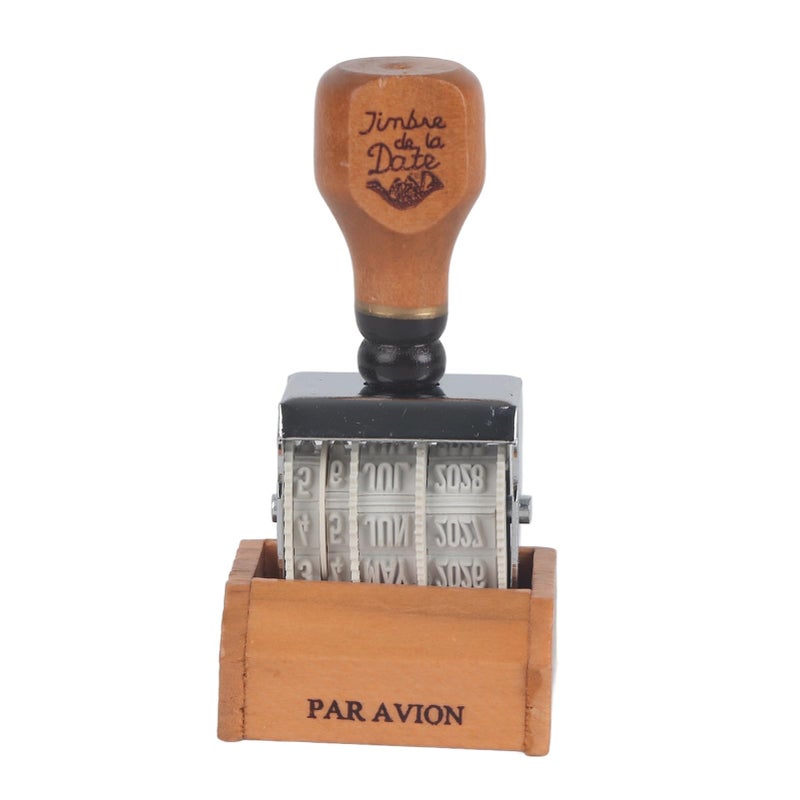 Hztyyier Wooden Handle & Base Roller Date Stamp, Rubber Stamp for DIY Craft Card Making Planner Scrapbooking - Image 1